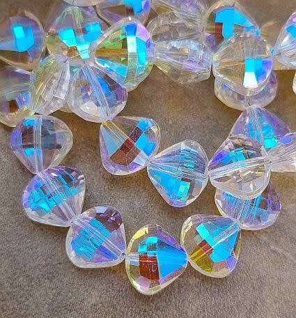 10pc  (10.5x12mm) Clear / Drop  / Electroplate / Faceted  Glass Beads