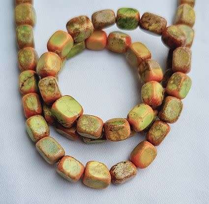 *Clearance Sale*1 Strand (+/-7x6mm) Orange/ Natural Regalite/Imperial Jasper/Sea Sedim
