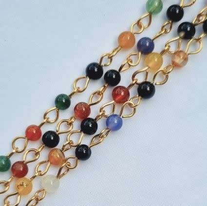 *Clearance Sale*1m Natural /Agate/ Beaded / Gold Tone / Brass Pin Chain . (Bead Size 4mm)
