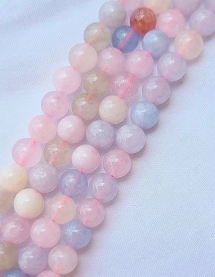 1 Strand  x 6mm Natural / Quartz  / Dyed / Morganite Color / Round  Beads +/-60pcs