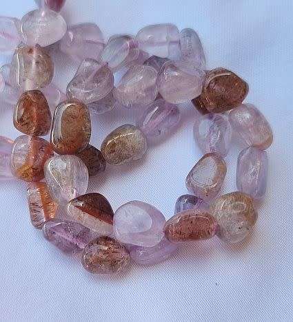 1 Strand (Between 6 & 10mm) Natural / Auralite  /  Nuggets +/- 50pc / Strand 39cm