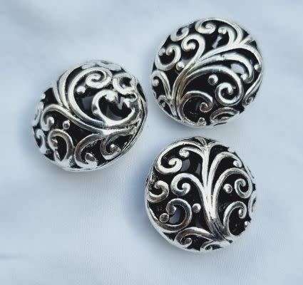 *Clearance Sale* 3pc x (17x12mm)  Round / Flat / Hollow / Antique Silver Tibetan Style