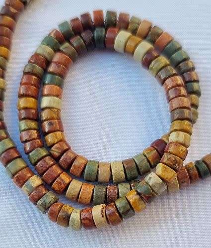 1 Strand  (+/- 4.5x2mm)  / Natural /  Picasso Jasper /  Heishi   Beads +/- 150pcs (Strand +/- 39cm)