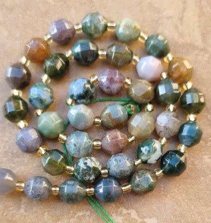 1 Strand  (+/-8mm)  / Natural / Indian Agate / Faceted  Beads +/- 36pcs