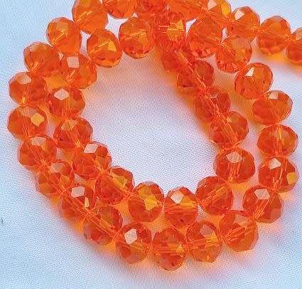 *Clearance Sale*10pc x (10x7mm) Orange  Rondelle Faceted  Glass  Beads