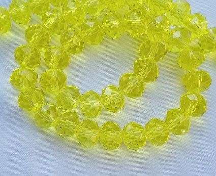 *Clearance Sale*10pc x (10x7mm) Bright Yellow  Rondelle Faceted  Glass  Beads