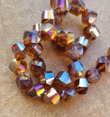 *Clearance Sale*15pc x 7mm Brown Hexagon Glass Beads-