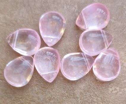 *Clearance Sale*10pc  (12x9mm) Pink  / Painted / Drop  /  Glass Beads / Top Drilled