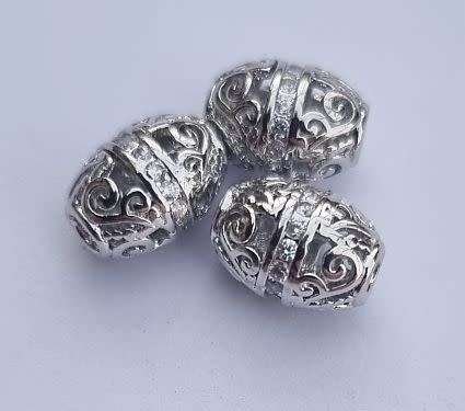 *Clearance Sale*1pc x (10x7mm) Oval / Platinum Plated / Clear Cubic Zirconia / Spacer