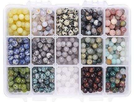 750Pc x 6mm  Assorted / Natural Gemstone Beads / 15 Types / 50pc Per Type
