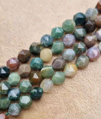 *Clearance Sale*1 Strand  (6x5mm) Natural / Indian Agate / Faceted Beads +/- 55pcs