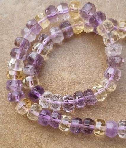 *Clearance Sale*1 Strand (+/-8x5mm) Natural /Ametrine / Faceted / Rondelle  Beads +/- 70pc