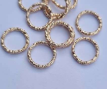 *Clearance Sale* 25pc  x 9.5mm Textured / Light Gold Tone Open Jump Rings