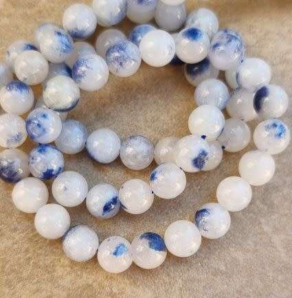 *Clearance Sale*1 Strand  (+/-6mm ) / Natural / Blue White Dumortierite  / Round Beads