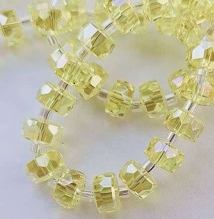 20pc   Yellow /Rondelle / Faceted / AB Electroplated Glass Beads (7x5mm)