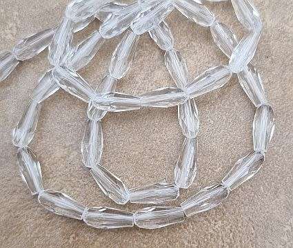 *Clearance Sale*20pc x (+/- 9x4mm) Clear / Drop / Faceted  Glass Beads