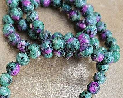 *Clearance Sale*1 Strand x (+/- 6mm)  Natural Ruby in Zoisite/ Round Beads +/-60pcs