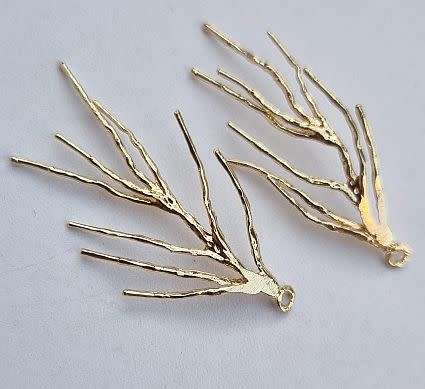 *Clearance Sale*1pc Branch / Pendant  /  18K Gold Plated  / (+/-37x7x1mm)