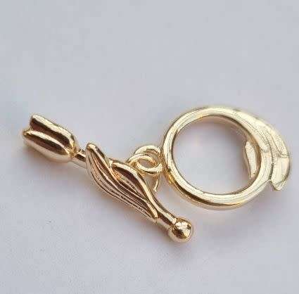 *Clearane Sale*1 pc Gold Plated  / Flower /  Toggle Clasp (Clasp Size 18x12mm) - 1 Set