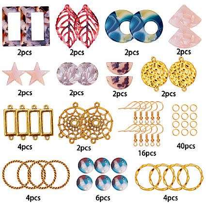 ***DIY***  8 Pairs Earing Making Kit / Resin / Tibetan Style Pendants