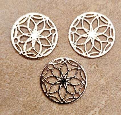 *Clearance Sale*1pc (13x0.3mm) Flower Of Life  / Flat/ Round / Gold Tone / Metal /  Connector
