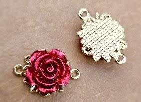 *Clearance Sale*1pc Red Rose / Alloy / Gold Tone / Link /  Connector /  Alloy (23x16mm)