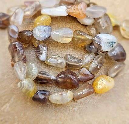 *Clearance Sale*1 Strand   Natural / Botswana Agate/Nugget  Beads / Bead Size Between 5 & 10mm /