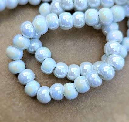 *Clearance Sale*20pc  (7mm) White / AB / Painted / Handmade Porcelain Beads