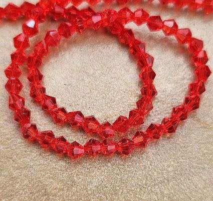 *Clearance Sale*1 Strand (+/-3mm)  Red / Faceted /  Bicone / Glass Beads +-/ 120pcs