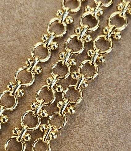 *Clearance Sale*1m   Gold Plated   / Brass Link  (7mm) / Iron Ring (7mm) / Chain