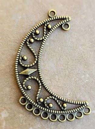 1 pc (50x30mm)  Moon /  Tibetan Style / Chandelier / Pendant / Bronze