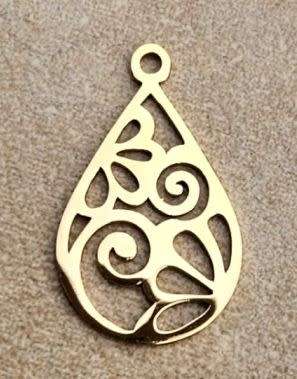*Clearance Sale*1pc Stainless Steel / Gold Tone / Filigree Drop /   Pendant / 22x13x1mm