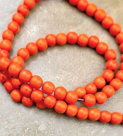 *Clearance Sale*1 Strand (+/-6mm)  Synthetic Turquoise / Orange / Dyed / Round Beads +/- 72pc
