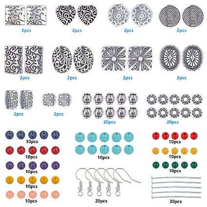 ***DIY*** 10 Pairs /  Tibetan Style Components/ Gemstone & Glass Beads / Earing Making Kit