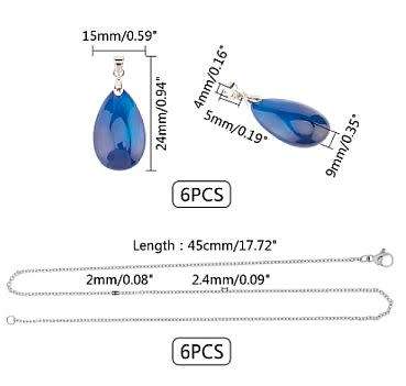 ***DIY***  6pcs / Natural / Drop Shape / Gemstone Pendants/ Necklace Jewelry / Kit