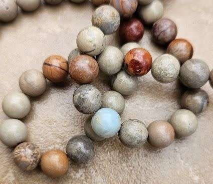 *Clearance Sale*1 Strand  (8mm) Natural /Aqua Terra Jasper Beads +/- 45pcs Per Strand