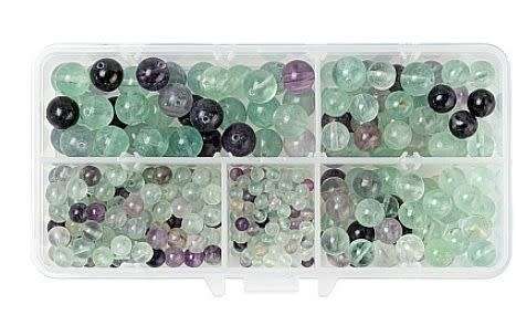 340pcs (4 Sizes) Natural  / Fluorite / Round Beads / 4,6,8 & 10mm
