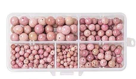 50% Off ** 340pcs (4 Sizes) Natural  / Rhodonite /Round Beads / 4,6,8 & 10mm
