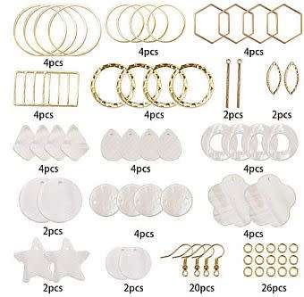 ***DIY***  10 Pairs Earing Making Kit / Shell Pendants / Gold Tone