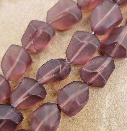*Clearance Sale*10Pc x (15x11mm)  Purple / Frosted  / Nugget / Glass Beads