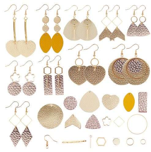 ***DIY*** 10 Pairs / PU Leather  /  Stainless Steel /  Brass Findings/ Gold Tone / Earing Making Kit