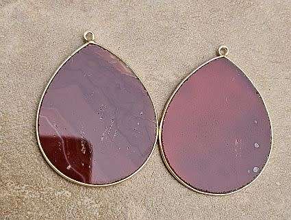 1pc Natural / Carnelian / Gold Tone / Drop  Pendant +/- 41x32x2mm