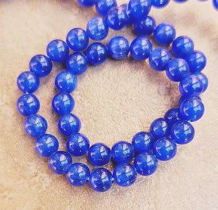 20pc x 6mm  Dodger Blue  Cat`s Eye Beads