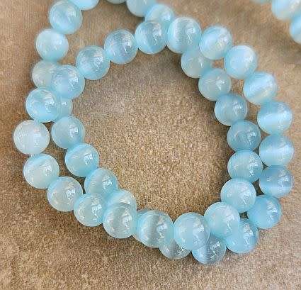 *Clearance Sale*20pc x 6mm  Light Blue  Cat`s Eye Beads