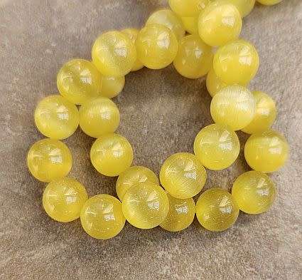 10pc x 10mm Yellow Cat`s Eye Beads