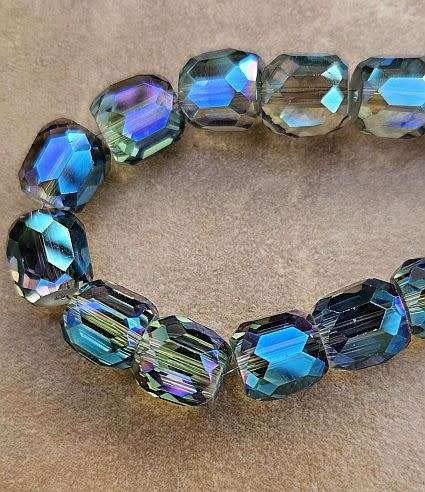 *Clearance Sale*10pc  (10mm) Blue / Green / Barrel  / Faceted Electroplate  Glass Beads