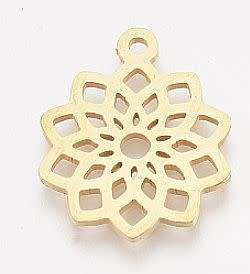 1 pc Flower / Stainless Steel  / Gold Tone / Pendant  / Charm 19x16x1mm