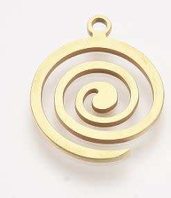*Clearance Sale*1 pc Spiral / Stainless Steel  / Gold Tone /  Pendant  / Charm 18x15x1mm