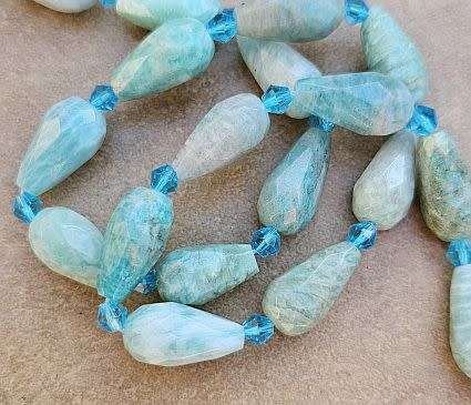 *Clearance Sale*1 Strand (+/-16x8mm)  Natural  / Flower / Amazonite / Drop Beads  (+/-20pcs)