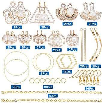 ***DIY*** 8 Pairs / Glass &  Imitation Pearl / Brass Findings / Gold Tone